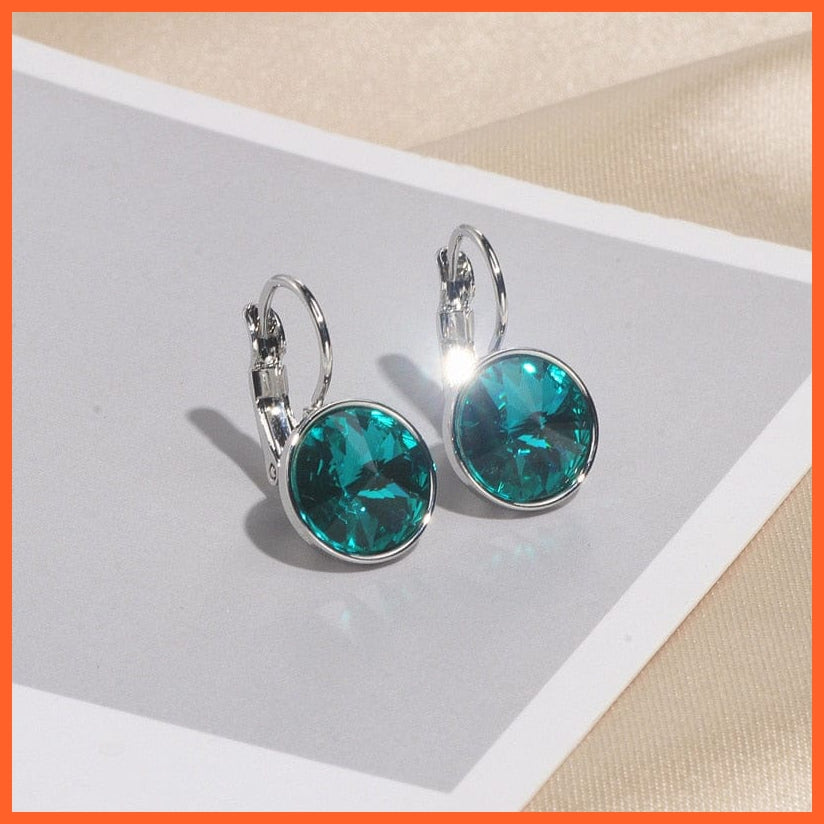 whatagift.com.au Green Crystal Round Clear Crystal Drop Earrings For Women