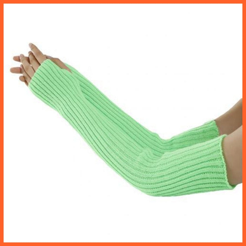 whatagift.com.au Green / length-52cm Women Warm Long Gothic Lolita Knitting Glove Stretch Fingerlings Mittens