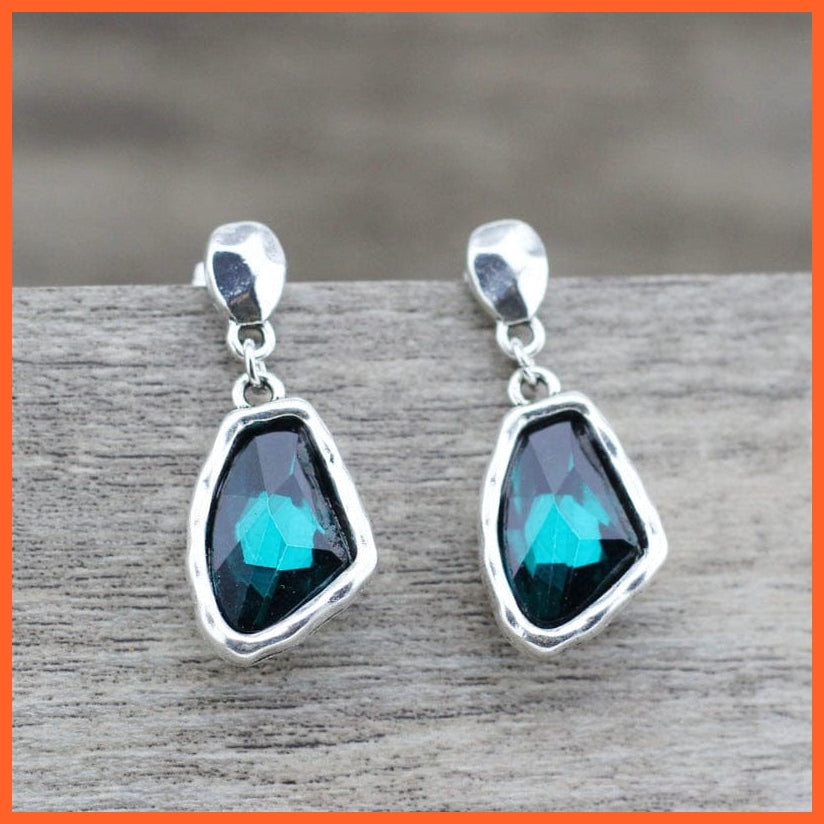 whatagift.com.au Green Retro Charms Women Drop Irregular Crystal Earrings | Classic Design Women Earring For Wedding Valentine