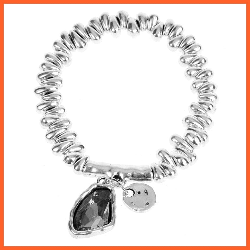 whatagift.com.au Grey / China / 18.5cm Ancient Silver Plated Crystal Adjustable Size Women Bracelet For Valentine