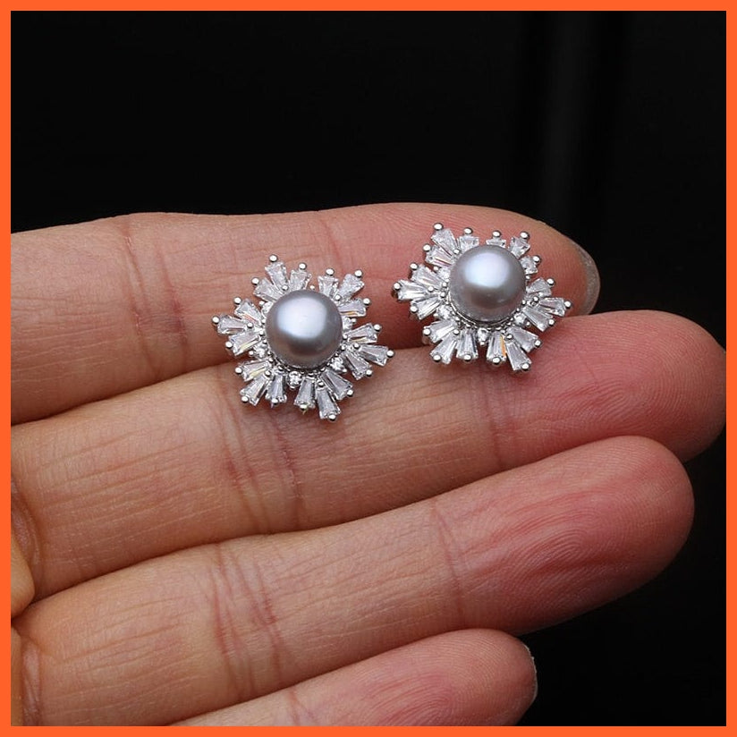 whatagift.com.au grey pearl earring Fine Natural Freshwater Real 925 Sterling Silver Pearl Jewelry For Women