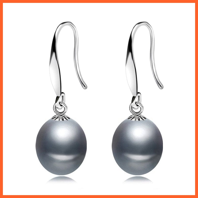 whatagift.com.au grey pearl earring Silver White Freshwater Pearl Drop Earring
