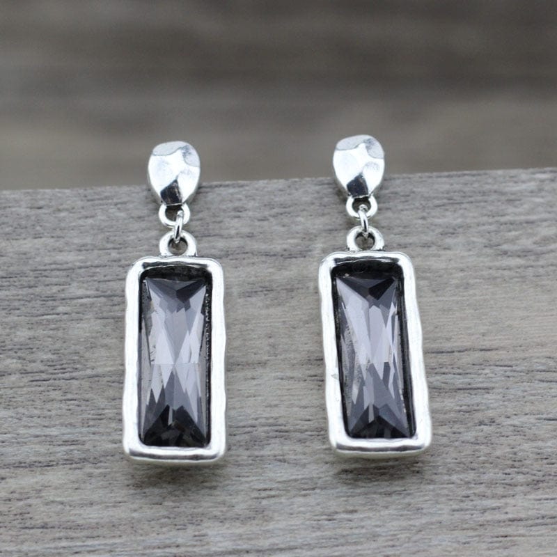 whatagift.com.au Grey Vintage Square Crystal Women Earrings For Wedding Engagement