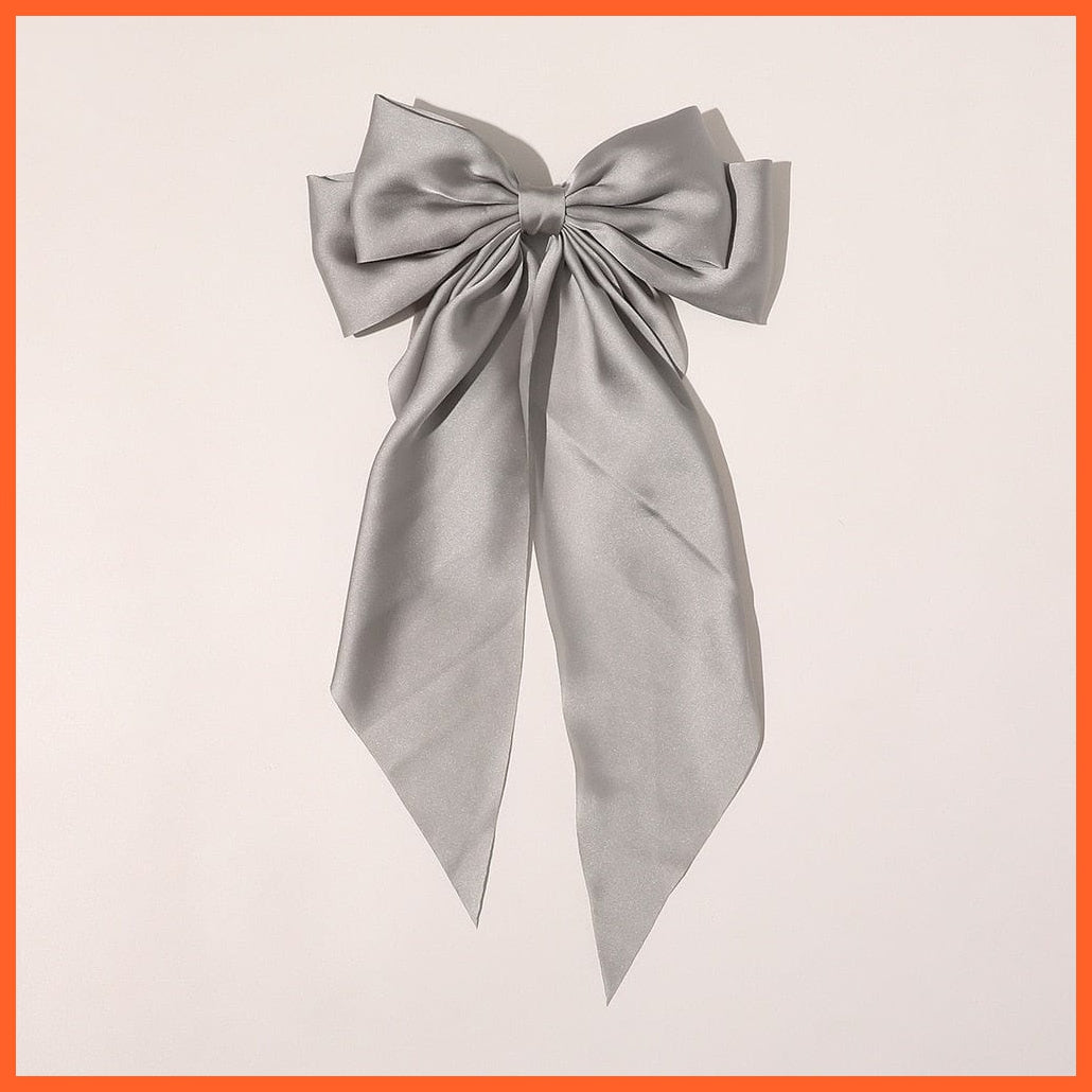 whatagift.com.au Grey Women Large Bow Hairpin | Summer Chiffon Big Bowknot Clip | Hair Accessories