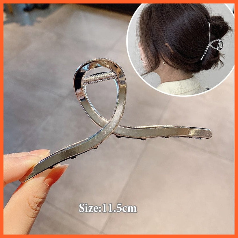 whatagift.com.au H-1 Women Geometric Hair Claw Clamps | Metal Hair Cross Hairpin | Fashion Hair Accessories
