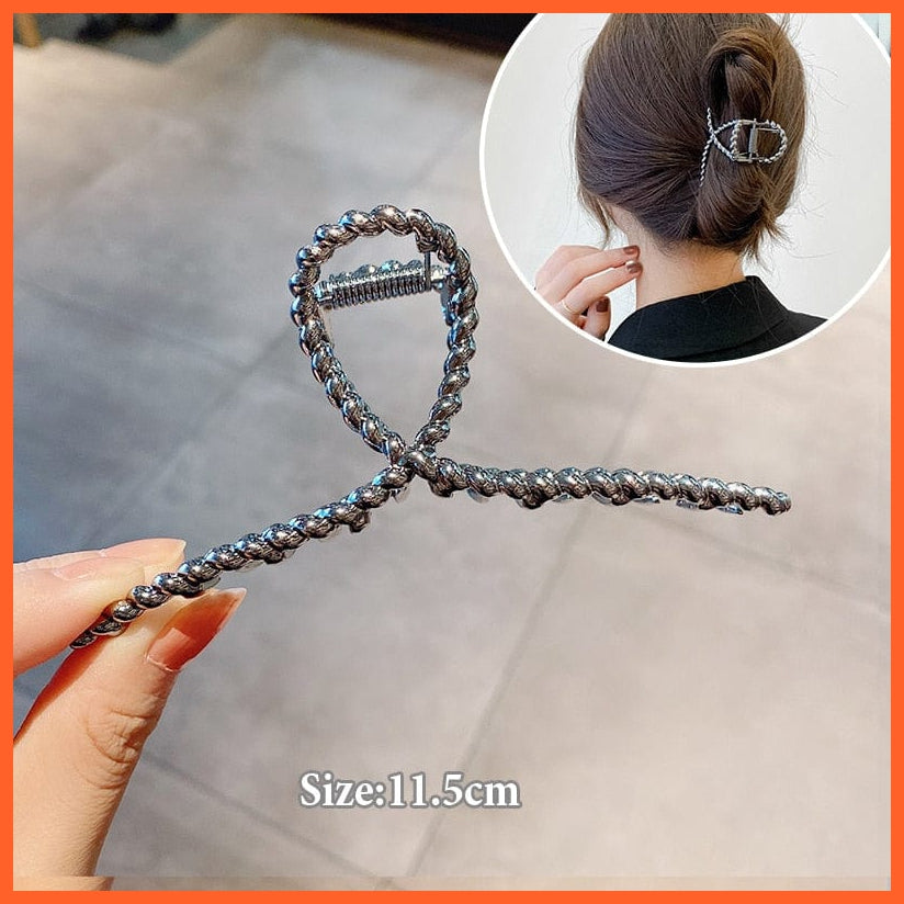 whatagift.com.au H-14 Women Geometric Hair Claw Clamps | Metal Hair Cross Hairpin | Fashion Hair Accessories
