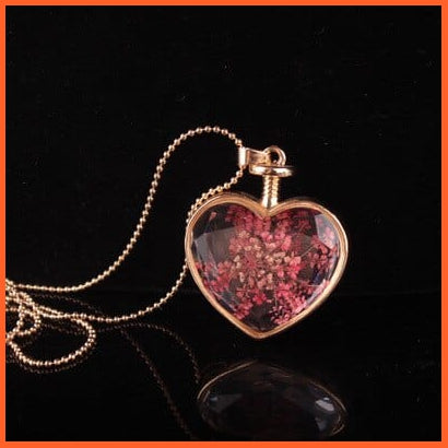 whatagift.com.au H 1Pcs Heart Shaped Dried Preserved Fresh Flower Charms Resin Pendant