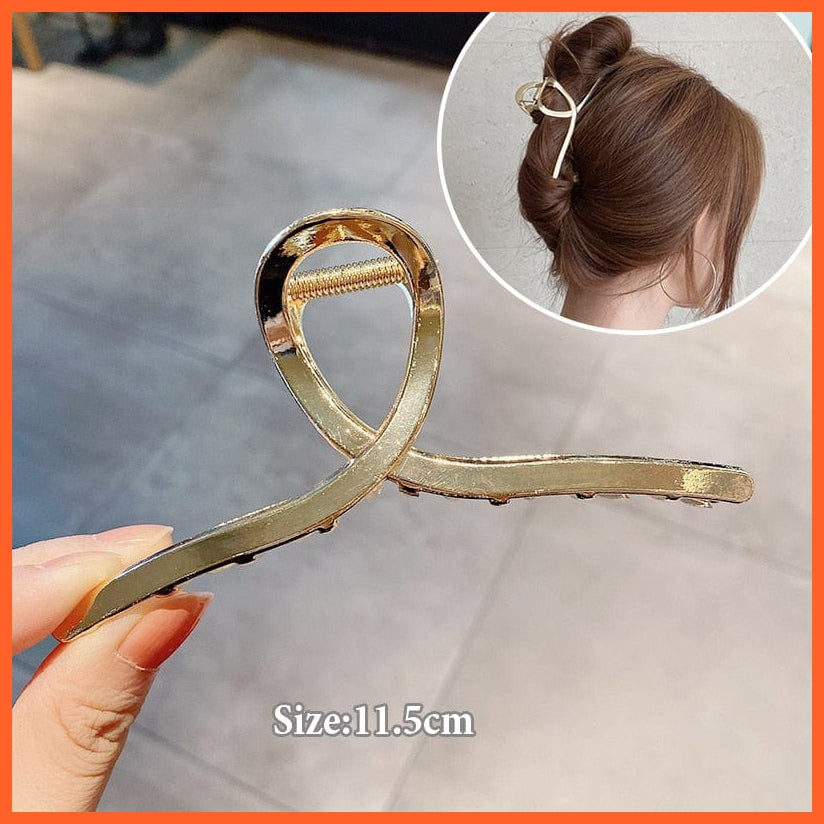whatagift.com.au H-2 Women Geometric Hair Claw Clamps | Metal Hair Cross Hairpin | Fashion Hair Accessories