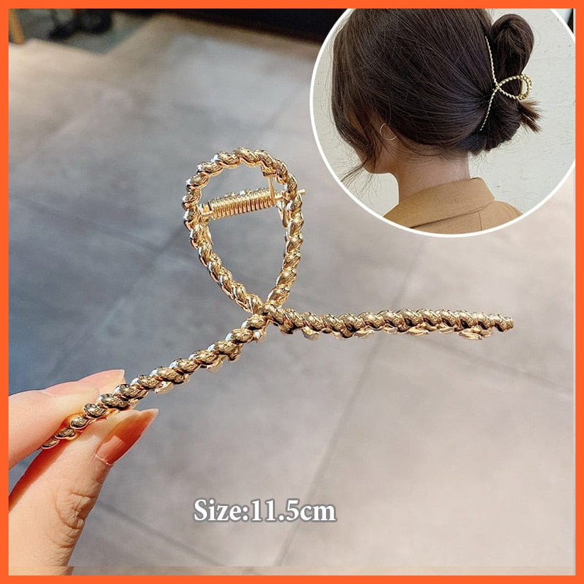 whatagift.com.au H-3 Women Geometric Hair Claw Clamps | Metal Hair Cross Hairpin | Fashion Hair Accessories