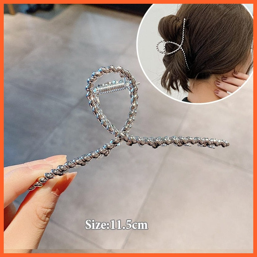 whatagift.com.au H-4 Women Geometric Hair Claw Clamps | Metal Hair Cross Hairpin | Fashion Hair Accessories