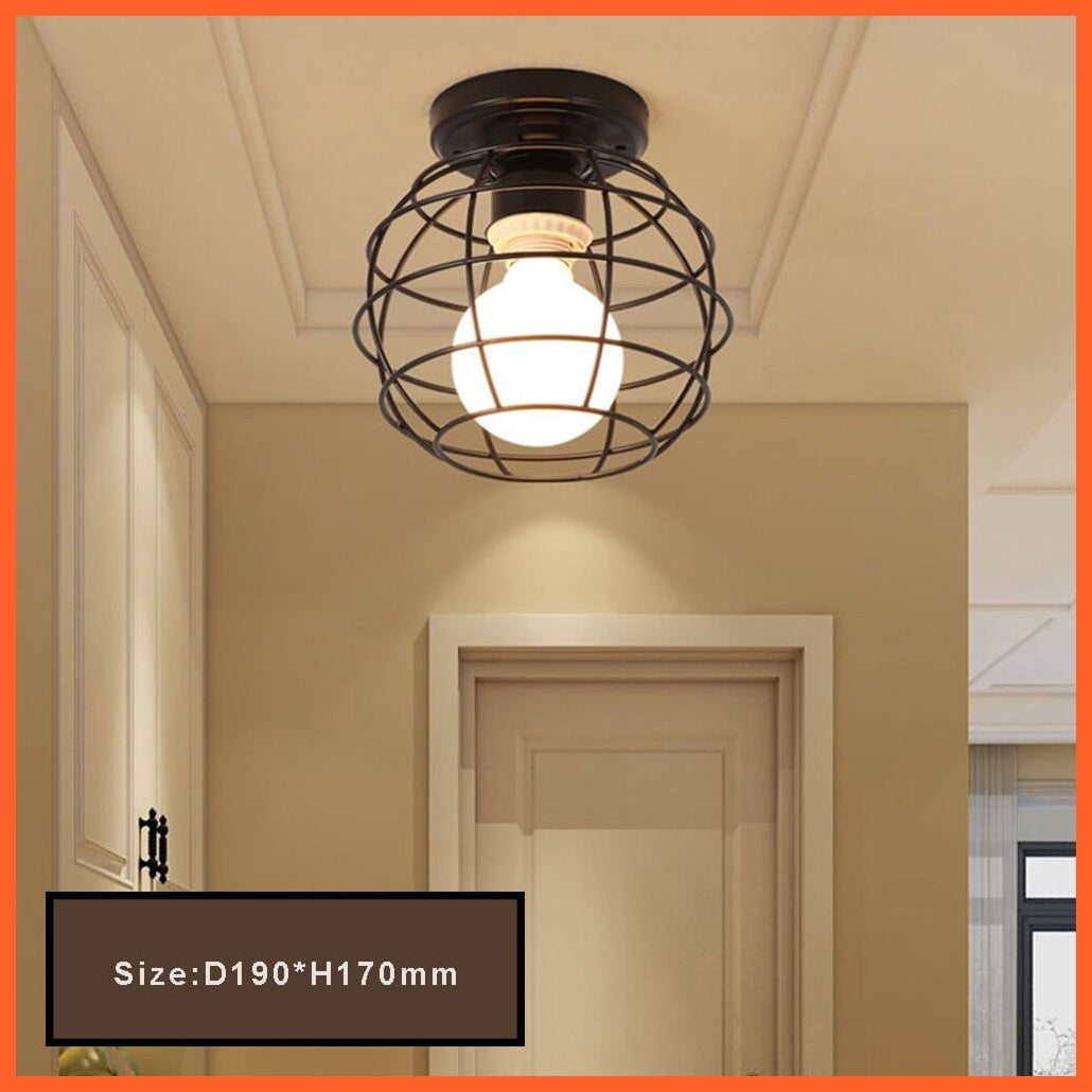 whatagift.com.au H No with Bulb / China Retro Loft E27 LED Ceiling Lamp | Indoor Cage Vintage Ceiling Lighting