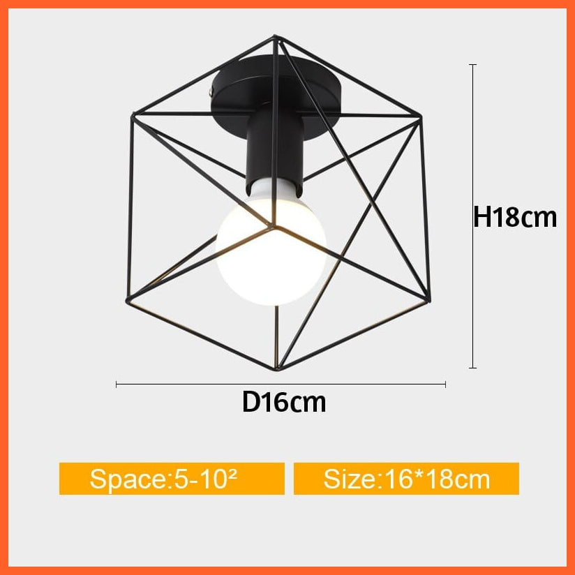 whatagift.com.au H Not Cover Bulb Iron Cage Metal Ceiling Lamp for Home Interior | Home Decor Lights