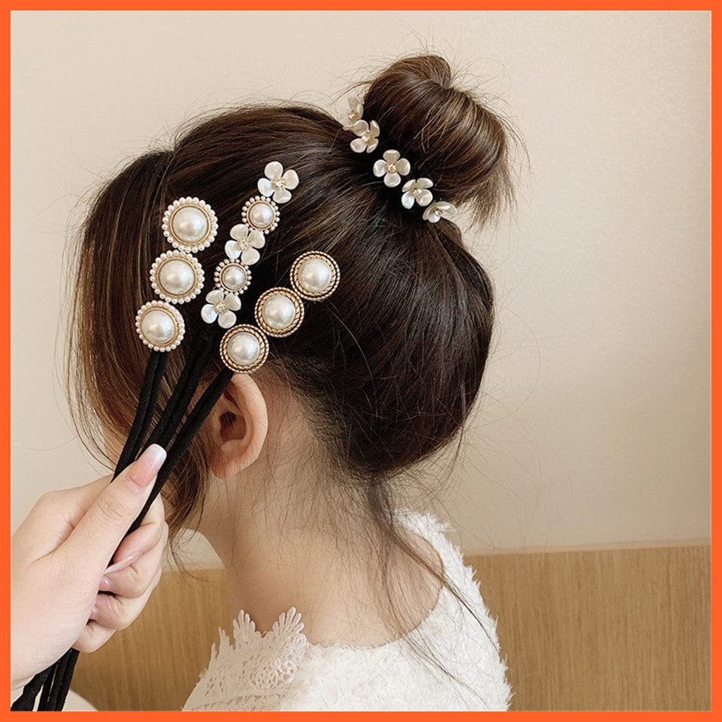 whatagift.com.au Hair Accessories Vintage Shell Pearl Hairpin |  Women Bun Hair Scrunchies Flower Hair Accessories