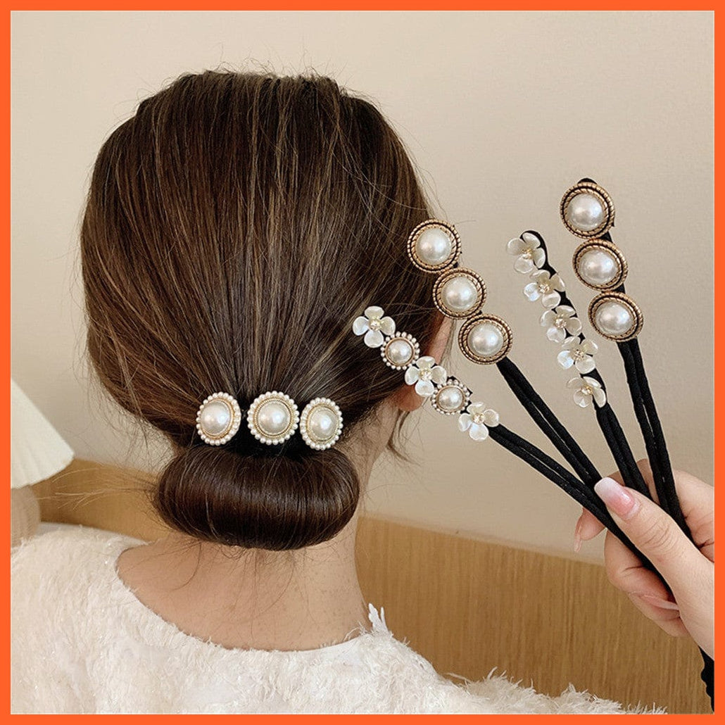 whatagift.com.au Hair Accessories Vintage Shell Pearl Hairpin |  Women Bun Hair Scrunchies Flower Hair Accessories