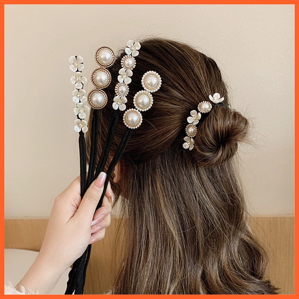 whatagift.com.au Hair Accessories Vintage Shell Pearl Hairpin |  Women Bun Hair Scrunchies Flower Hair Accessories