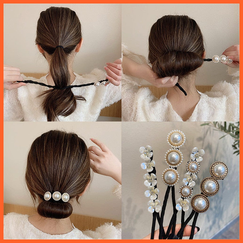 whatagift.com.au Hair Accessories Vintage Shell Pearl Hairpin |  Women Bun Hair Scrunchies Flower Hair Accessories