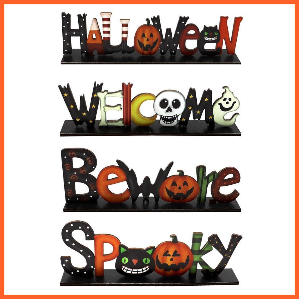 whatagift.com.au Halloween Wooden Letters | Cartoon Pumpkin Table Decoration | Halloween Party Supplies