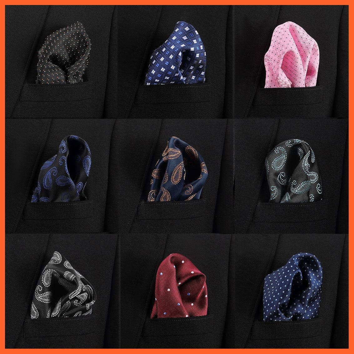 whatagift.com.au Handkerchief Fashion Silk Vintage Hankies Men'S Pocket Square Striped Solid Handkerchiefs