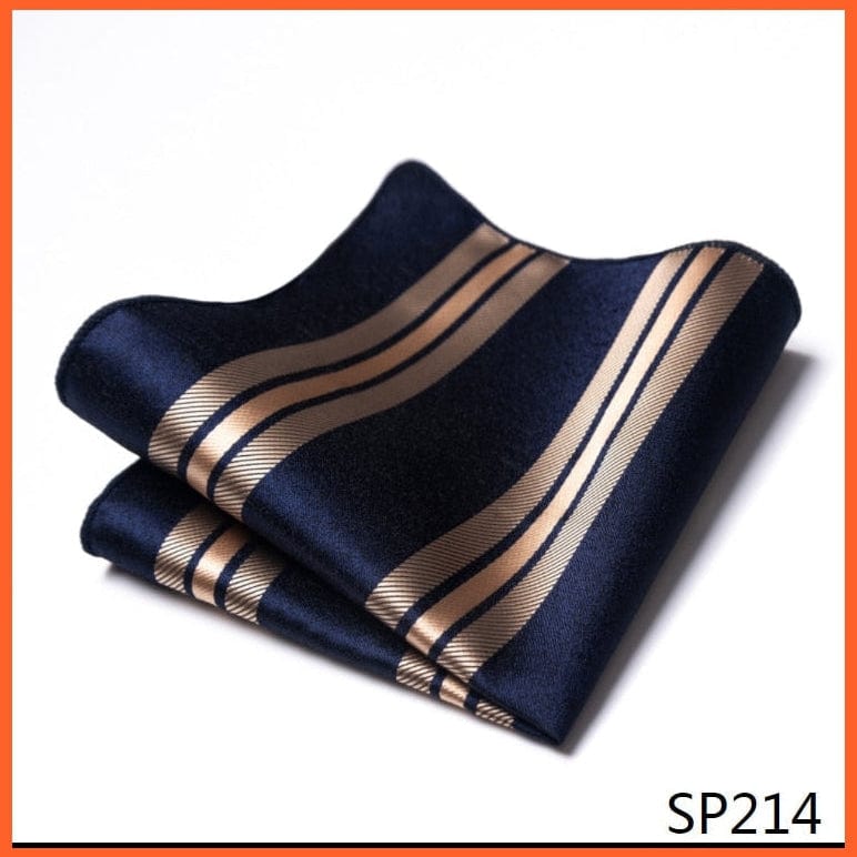 whatagift.com.au Handkerchief Fashion Silk Vintage Hankies Men'S Pocket Square Striped Solid Handkerchiefs