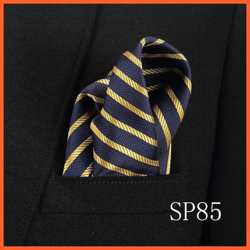 whatagift.com.au Handkerchief Fashion Silk Vintage Hankies Men'S Pocket Square Striped Solid Handkerchiefs