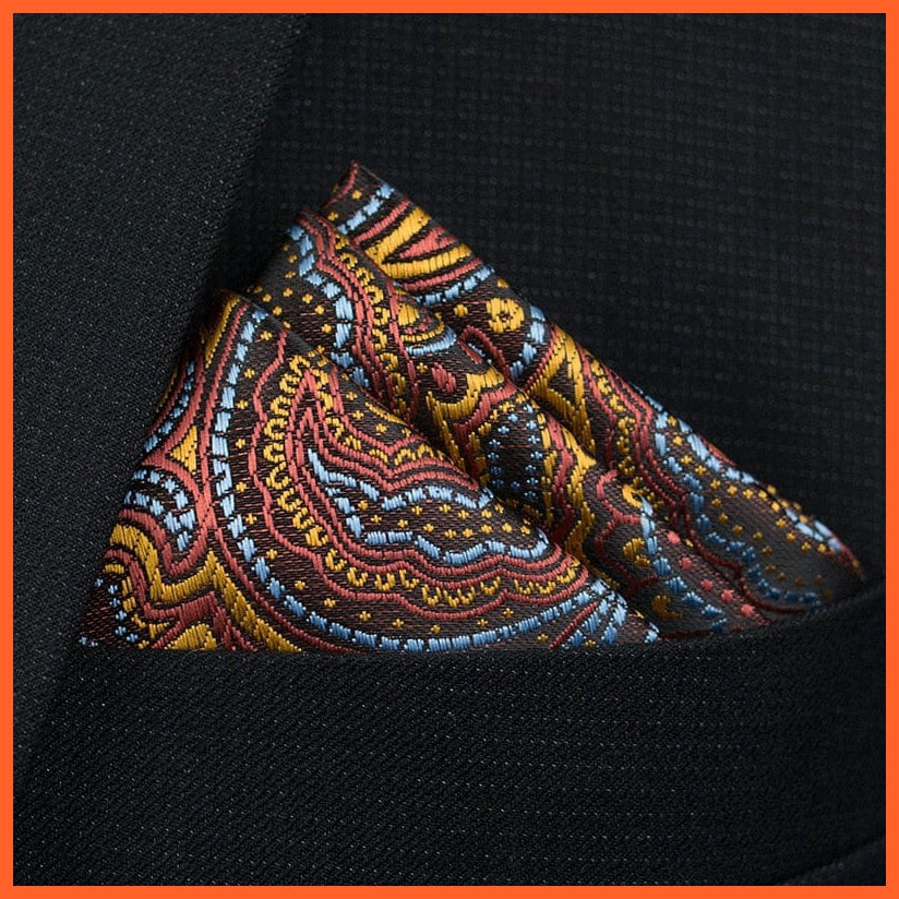 whatagift.com.au Handkerchief KD-07 New Pocket Square Handkerchief Paisley Solid Colors Vintage Suit Handkerchief