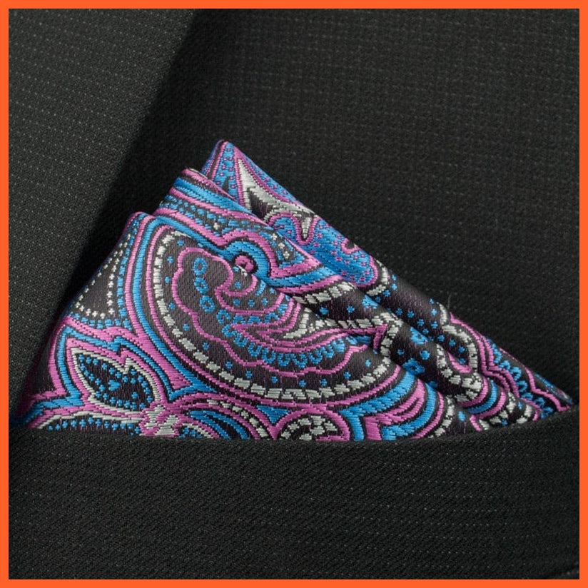 whatagift.com.au Handkerchief KD-15 New Pocket Square Handkerchief Paisley Solid Colors Vintage Suit Handkerchief