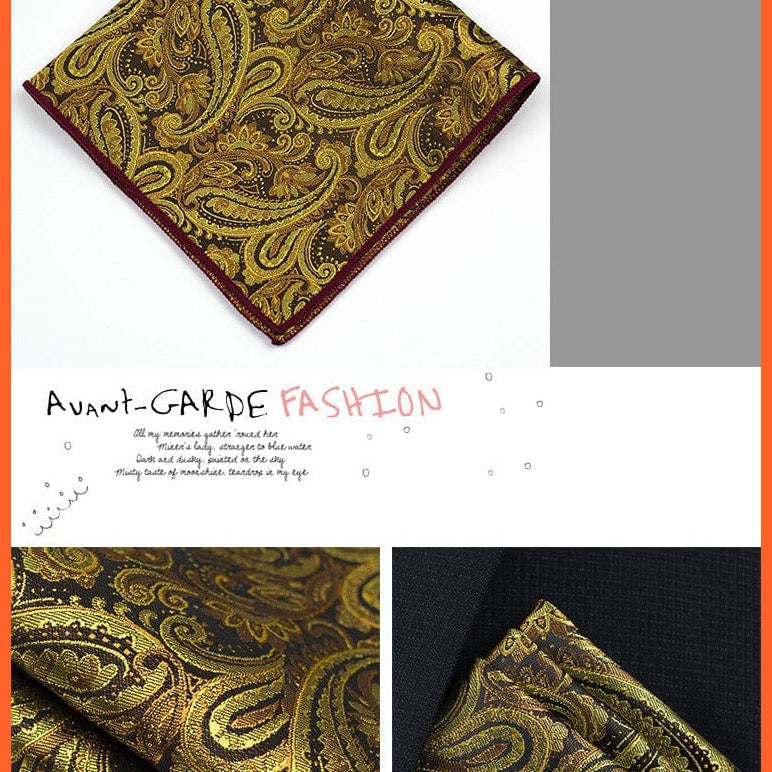 whatagift.com.au Handkerchief New Pocket Square Handkerchief Paisley Solid Colors Vintage Suit Handkerchief