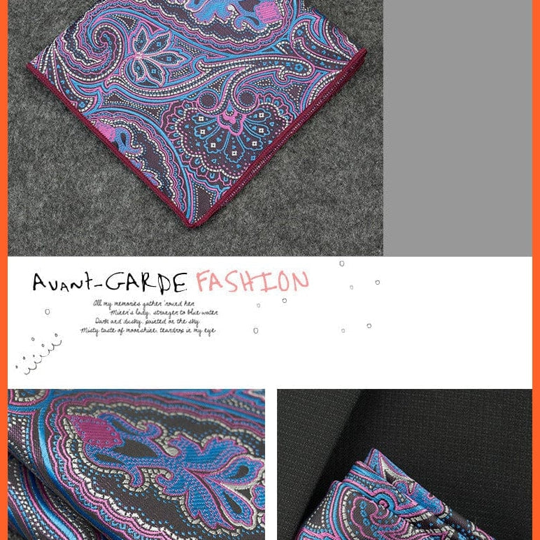 whatagift.com.au Handkerchief New Pocket Square Handkerchief Paisley Solid Colors Vintage Suit Handkerchief