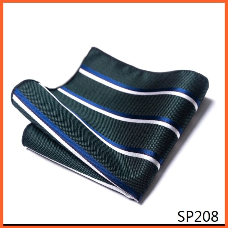whatagift.com.au Handkerchief SP208 Fashion Silk Vintage Hankies Men'S Pocket Square Striped Solid Handkerchiefs