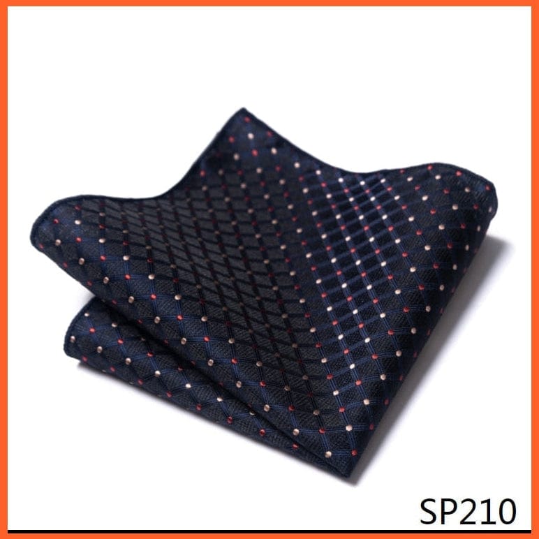 whatagift.com.au Handkerchief SP210 Fashion Silk Vintage Hankies Men'S Pocket Square Striped Solid Handkerchiefs