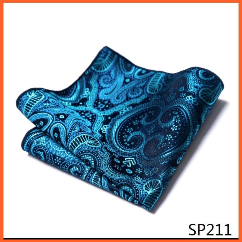 whatagift.com.au Handkerchief SP211 Fashion Silk Vintage Hankies Men'S Pocket Square Striped Solid Handkerchiefs