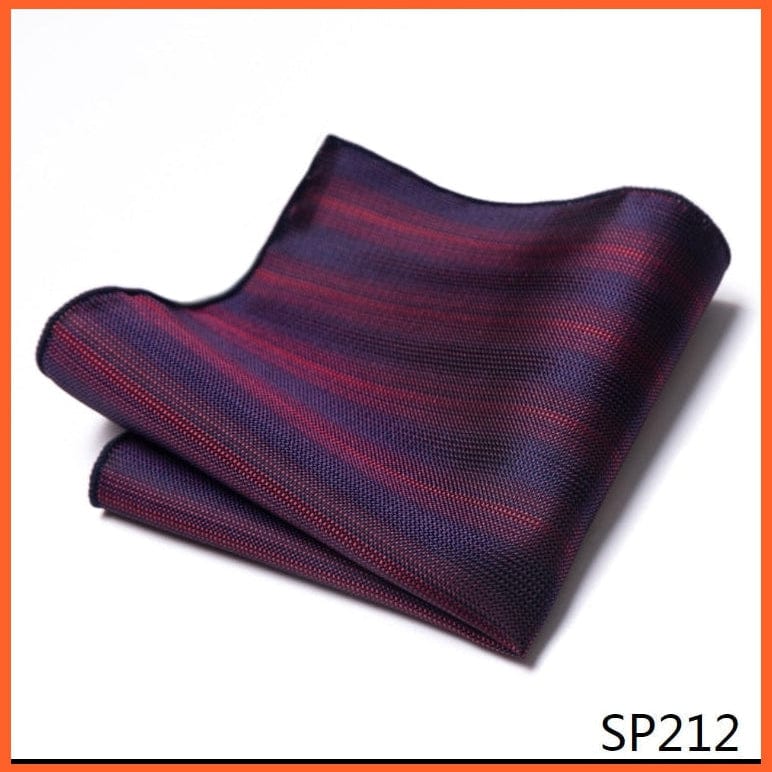 whatagift.com.au Handkerchief SP212 Fashion Silk Vintage Hankies Men'S Pocket Square Striped Solid Handkerchiefs