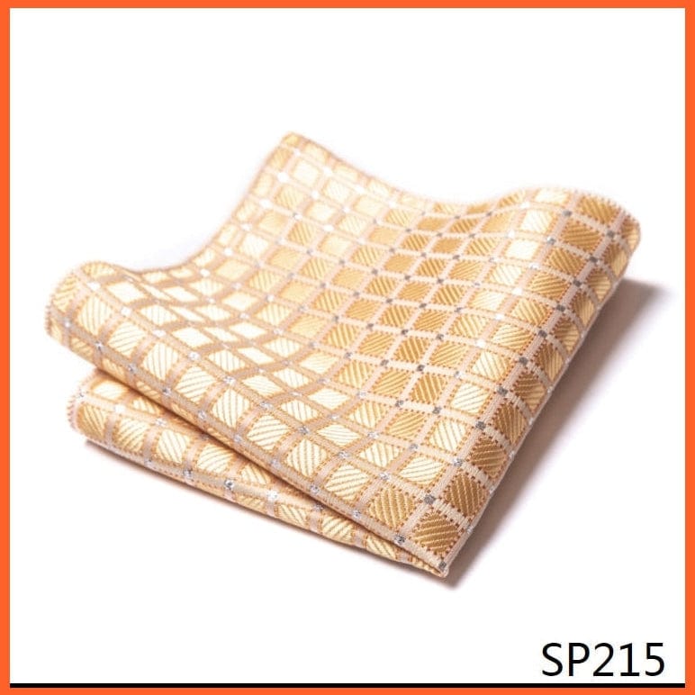 whatagift.com.au Handkerchief SP215 Fashion Silk Vintage Hankies Men'S Pocket Square Striped Solid Handkerchiefs