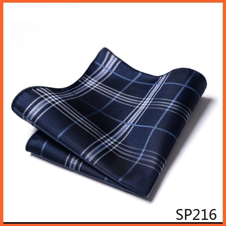 whatagift.com.au Handkerchief SP216 Fashion Silk Vintage Hankies Men'S Pocket Square Striped Solid Handkerchiefs