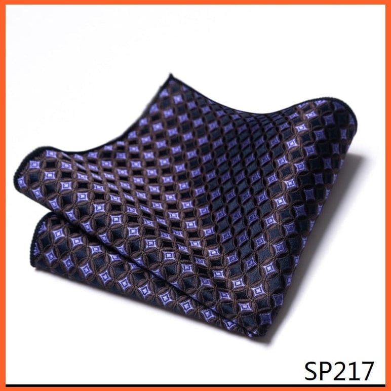 whatagift.com.au Handkerchief SP217 Fashion Silk Vintage Hankies Men'S Pocket Square Striped Solid Handkerchiefs