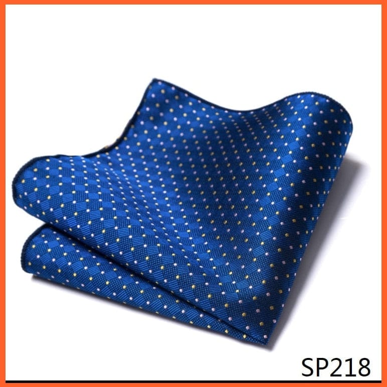 whatagift.com.au Handkerchief SP218 Fashion Silk Vintage Hankies Men'S Pocket Square Striped Solid Handkerchiefs