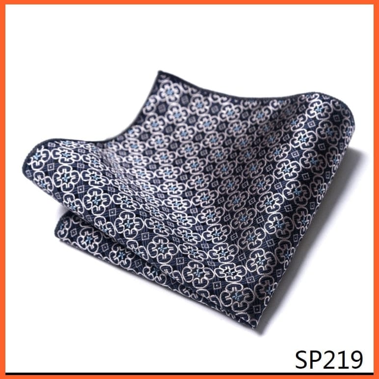 whatagift.com.au Handkerchief SP219 Fashion Silk Vintage Hankies Men'S Pocket Square Striped Solid Handkerchiefs