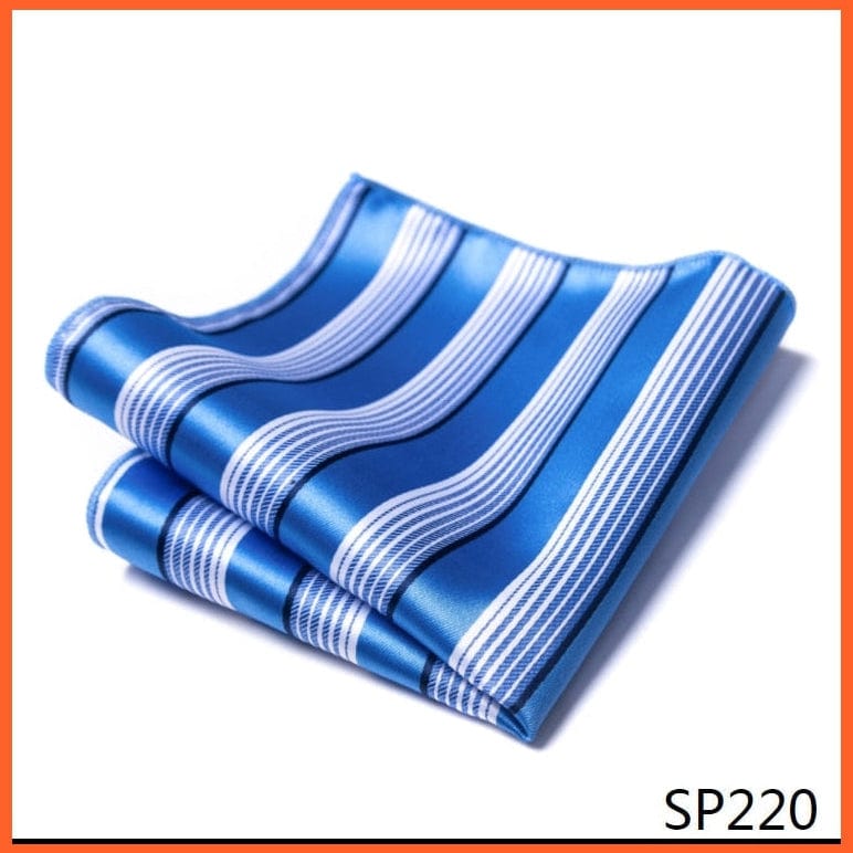 whatagift.com.au Handkerchief SP220 Fashion Silk Vintage Hankies Men'S Pocket Square Striped Solid Handkerchiefs