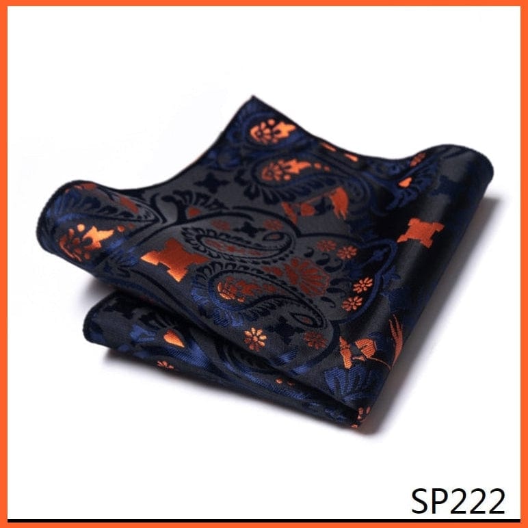 whatagift.com.au Handkerchief SP222 Fashion Silk Vintage Hankies Men'S Pocket Square Striped Solid Handkerchiefs