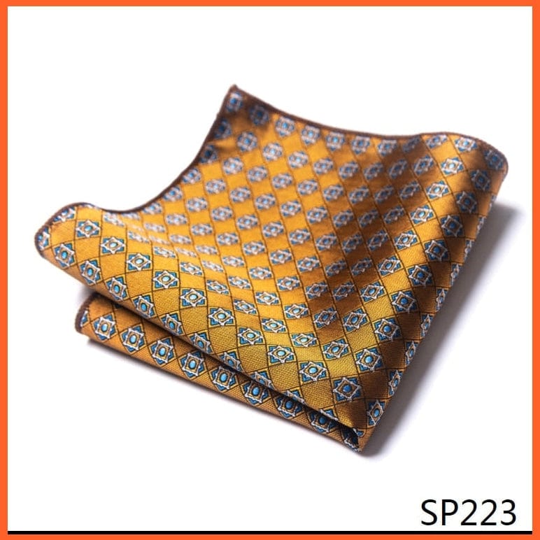 whatagift.com.au Handkerchief SP223 Fashion Silk Vintage Hankies Men'S Pocket Square Striped Solid Handkerchiefs