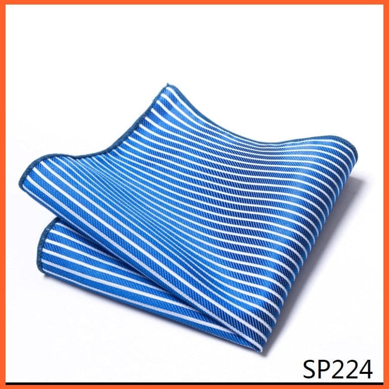 whatagift.com.au Handkerchief SP224 Fashion Silk Vintage Hankies Men'S Pocket Square Striped Solid Handkerchiefs