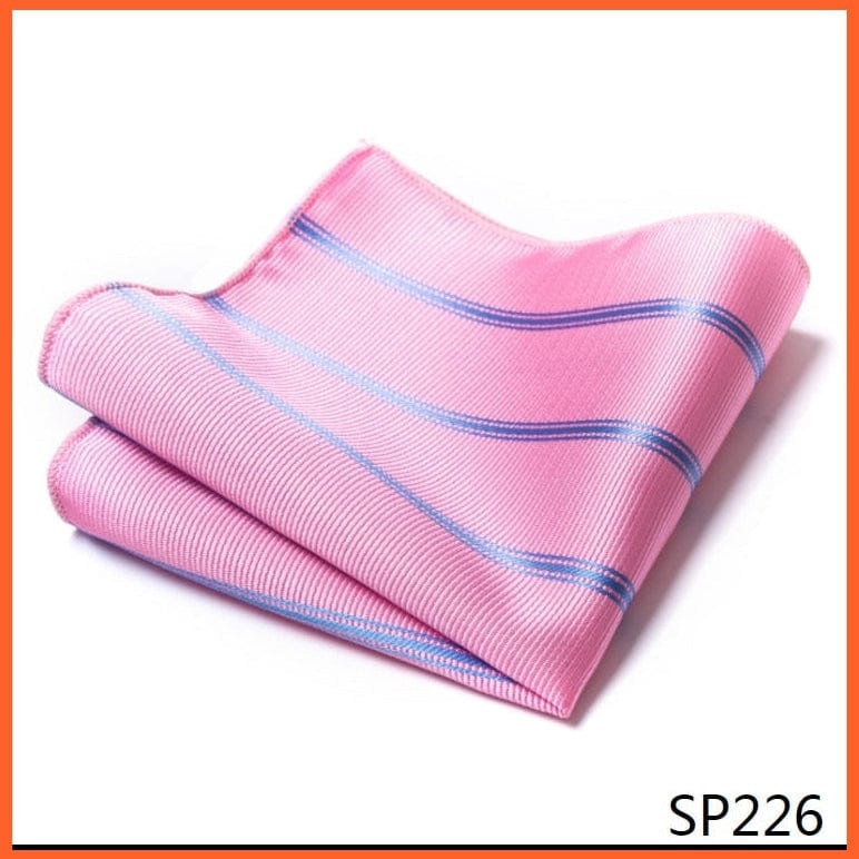 whatagift.com.au Handkerchief SP226 Fashion Silk Vintage Hankies Men'S Pocket Square Striped Solid Handkerchiefs