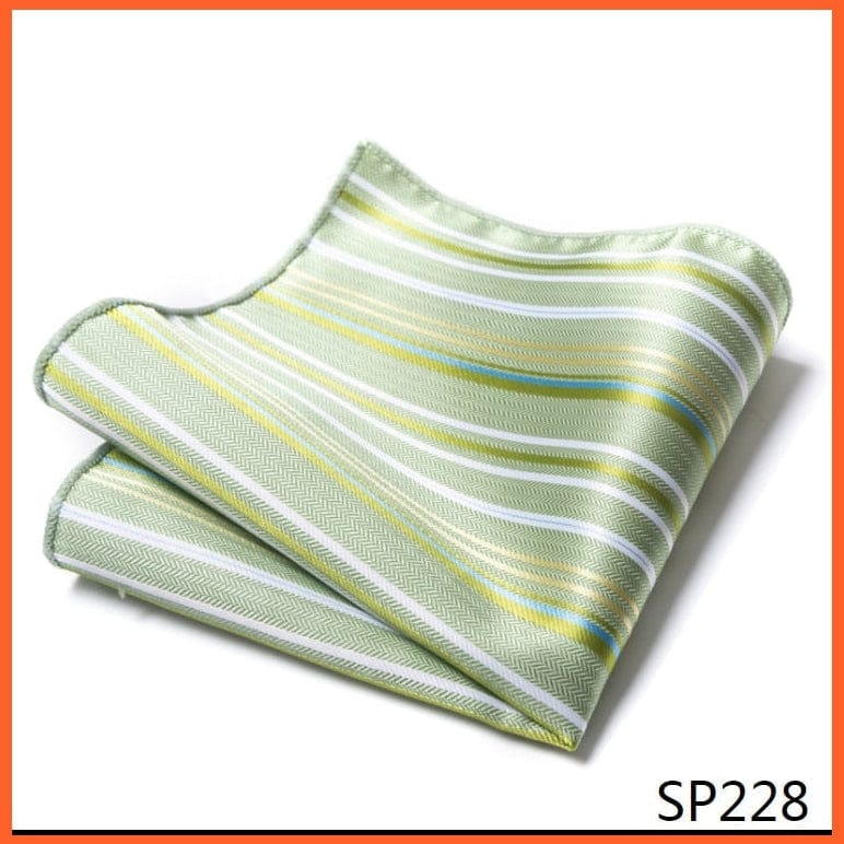 whatagift.com.au Handkerchief SP228 Fashion Silk Vintage Hankies Men'S Pocket Square Striped Solid Handkerchiefs