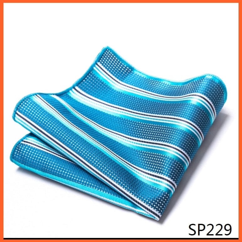whatagift.com.au Handkerchief SP229 Fashion Silk Vintage Hankies Men'S Pocket Square Striped Solid Handkerchiefs