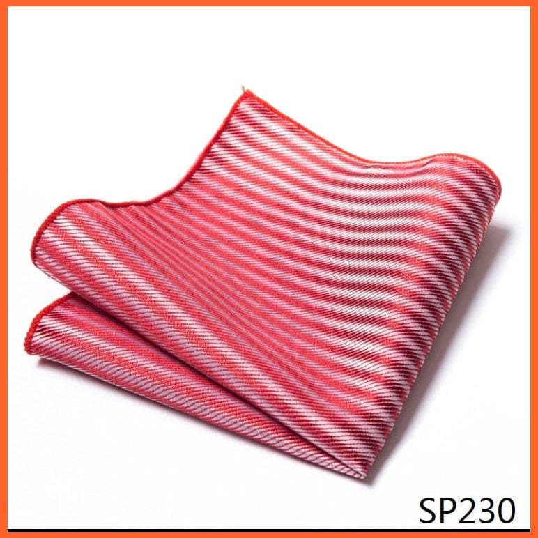 whatagift.com.au Handkerchief SP230 Fashion Silk Vintage Hankies Men'S Pocket Square Striped Solid Handkerchiefs