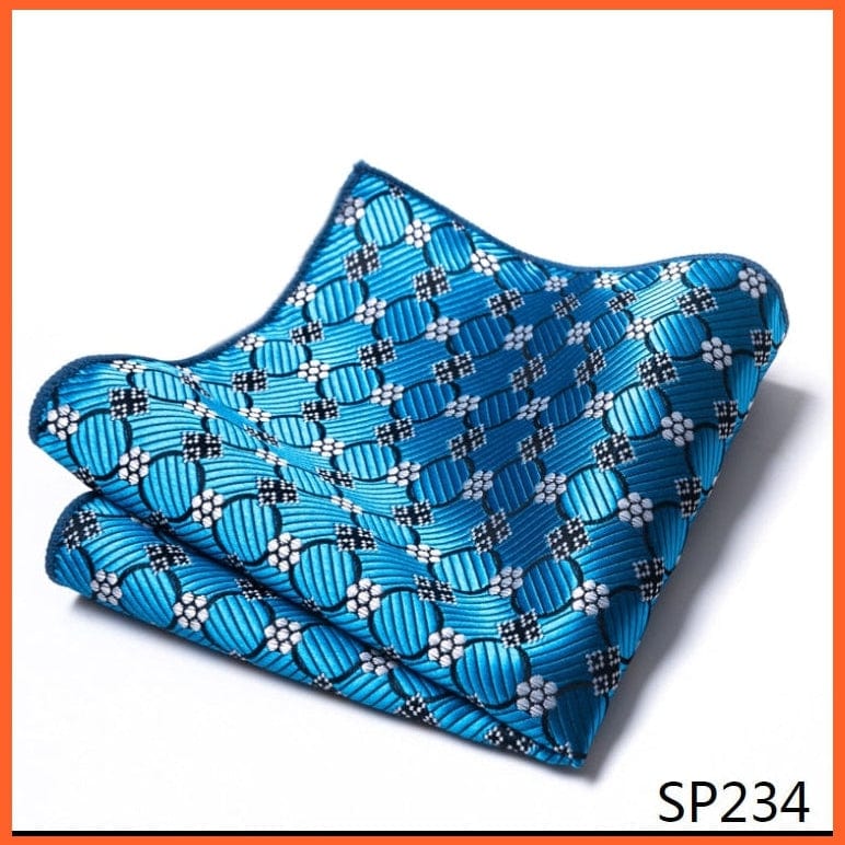 whatagift.com.au Handkerchief SP234 Fashion Silk Vintage Hankies Men'S Pocket Square Striped Solid Handkerchiefs