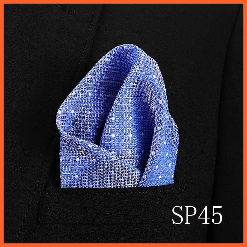 whatagift.com.au Handkerchief SP45 Fashion Silk Vintage Hankies Men'S Pocket Square Striped Solid Handkerchiefs
