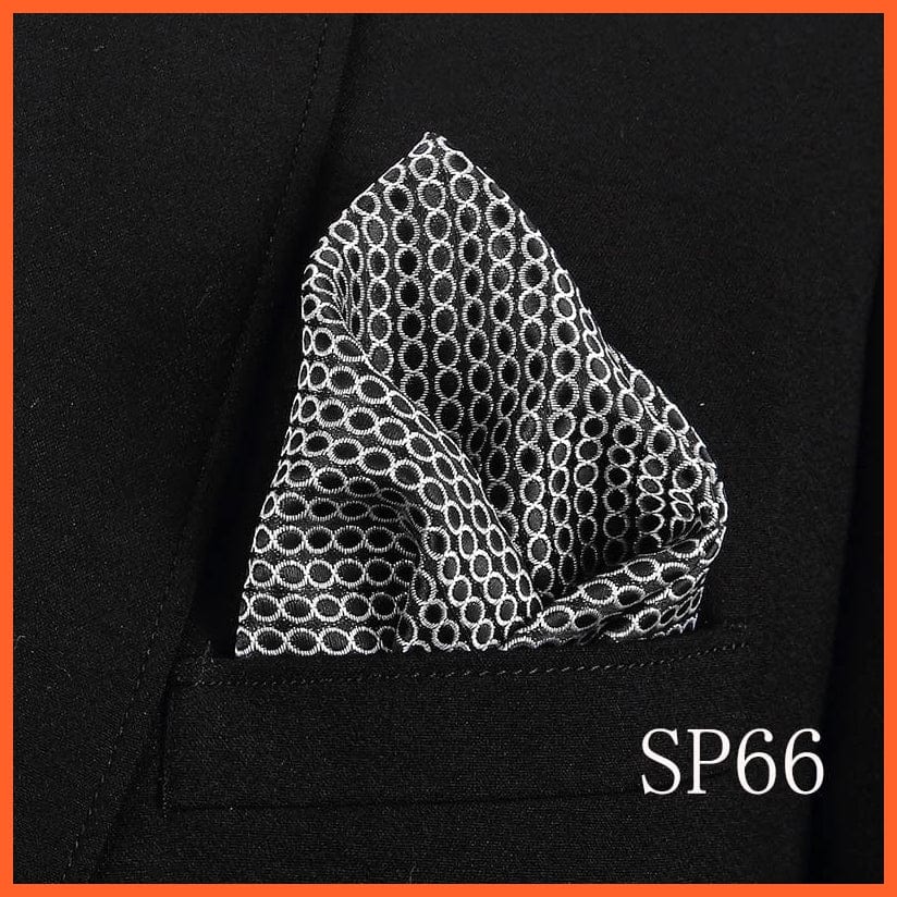 whatagift.com.au Handkerchief SP66 Fashion Silk Vintage Hankies Men'S Pocket Square Striped Solid Handkerchiefs