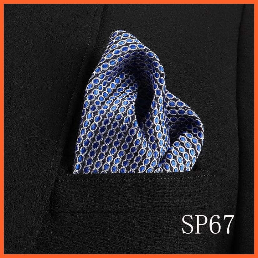 whatagift.com.au Handkerchief SP67 Fashion Silk Vintage Hankies Men'S Pocket Square Striped Solid Handkerchiefs