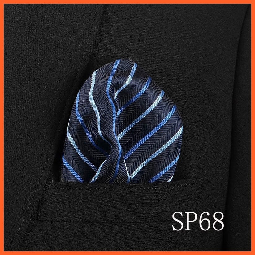 whatagift.com.au Handkerchief SP68 Fashion Silk Vintage Hankies Men'S Pocket Square Striped Solid Handkerchiefs